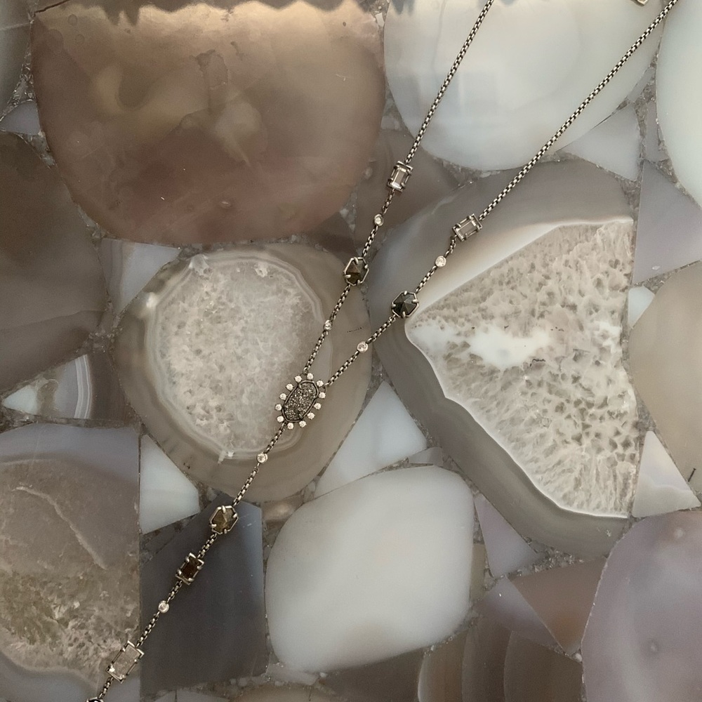 Kendra scott liesl Y necklace platinum drusy